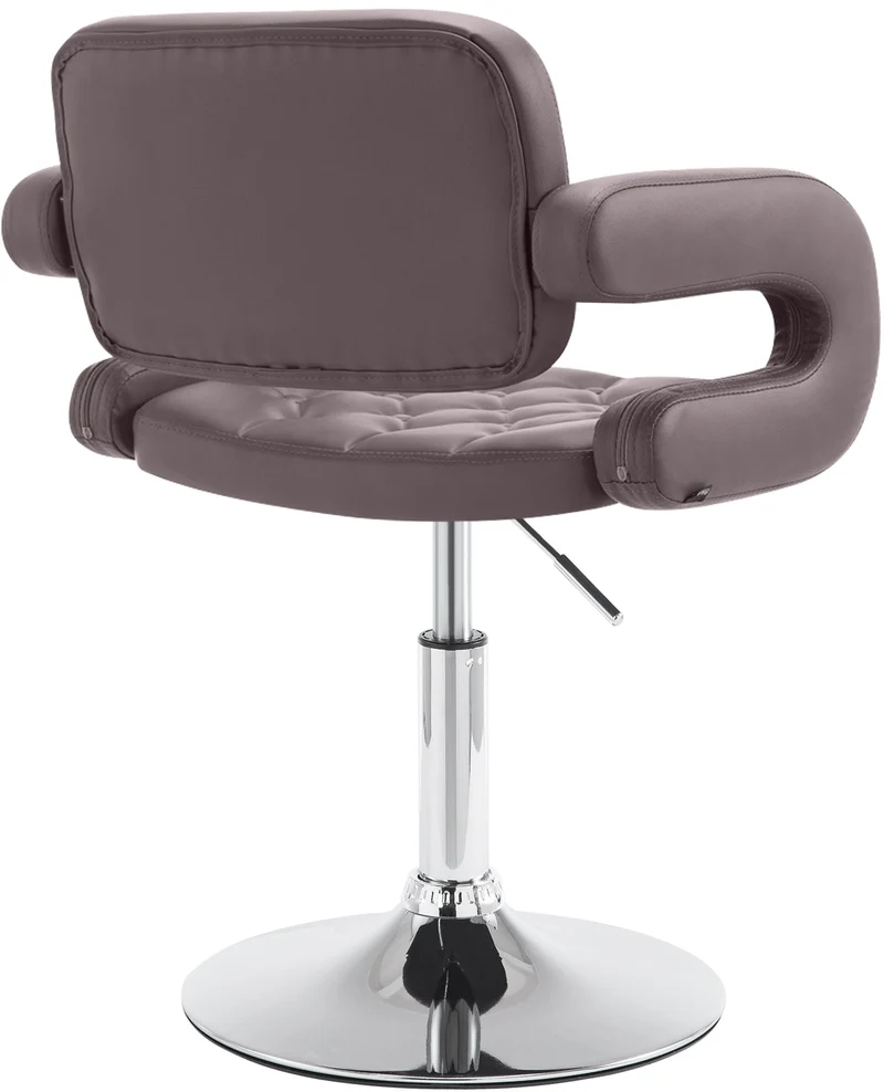 Chaise lounge fauteuil de bureau avec accoudoir capitonné hauteur réglable en PVC marron 10_0002795