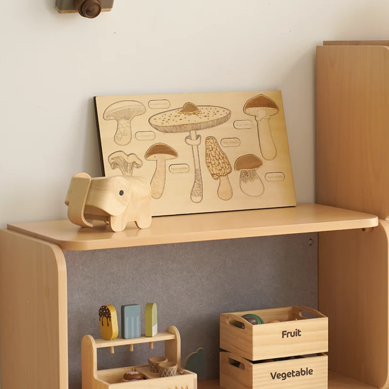 Japanese-Inspired Beech Storage Cabinet - Removable Boxes & Rounded Edge Safety Design Kids Cabinet For Living Room & Bedroom