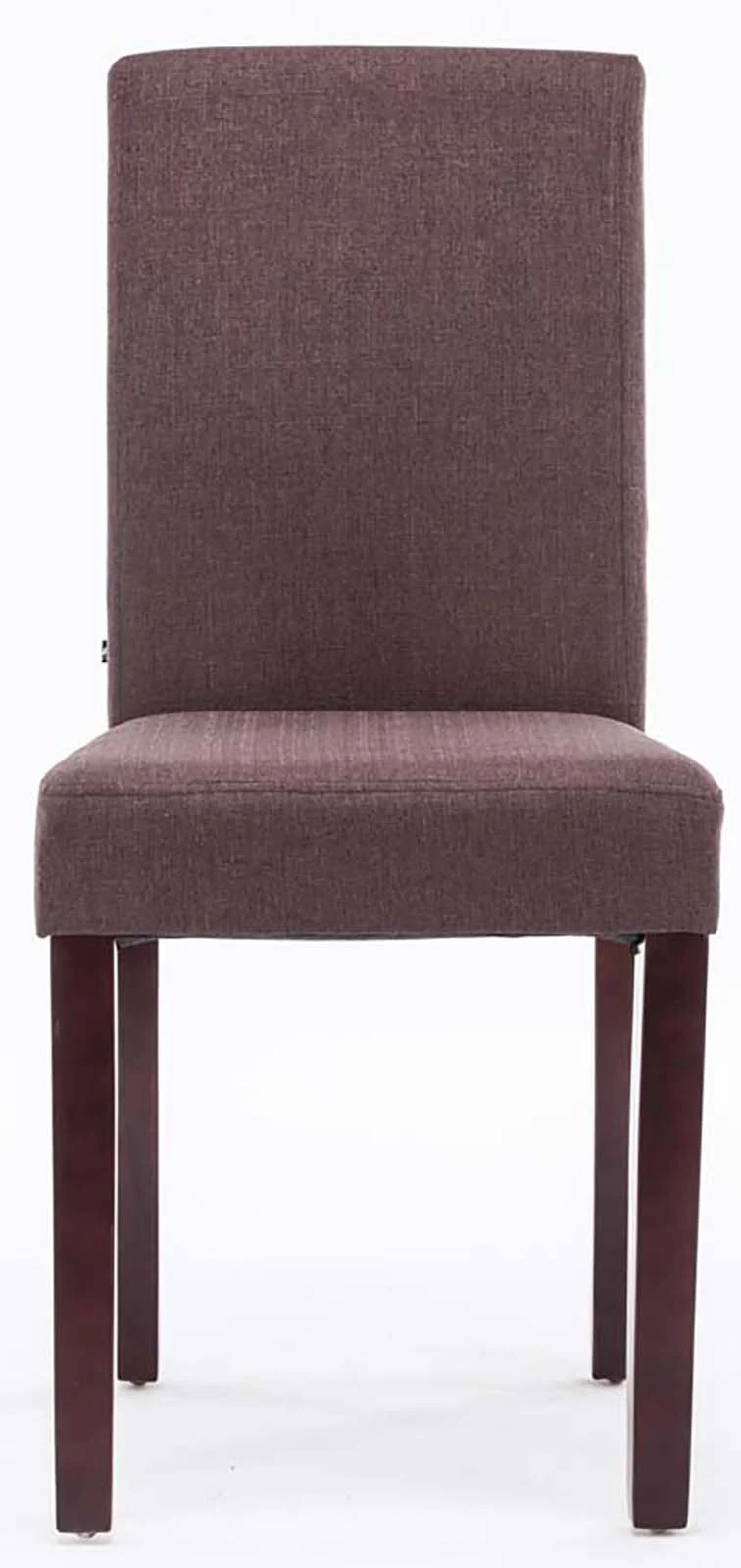 Lot de 2 chaises de salle à manger contemporaine dossier haut en tissu marron et pieds en bois marron foncé 10_0007622