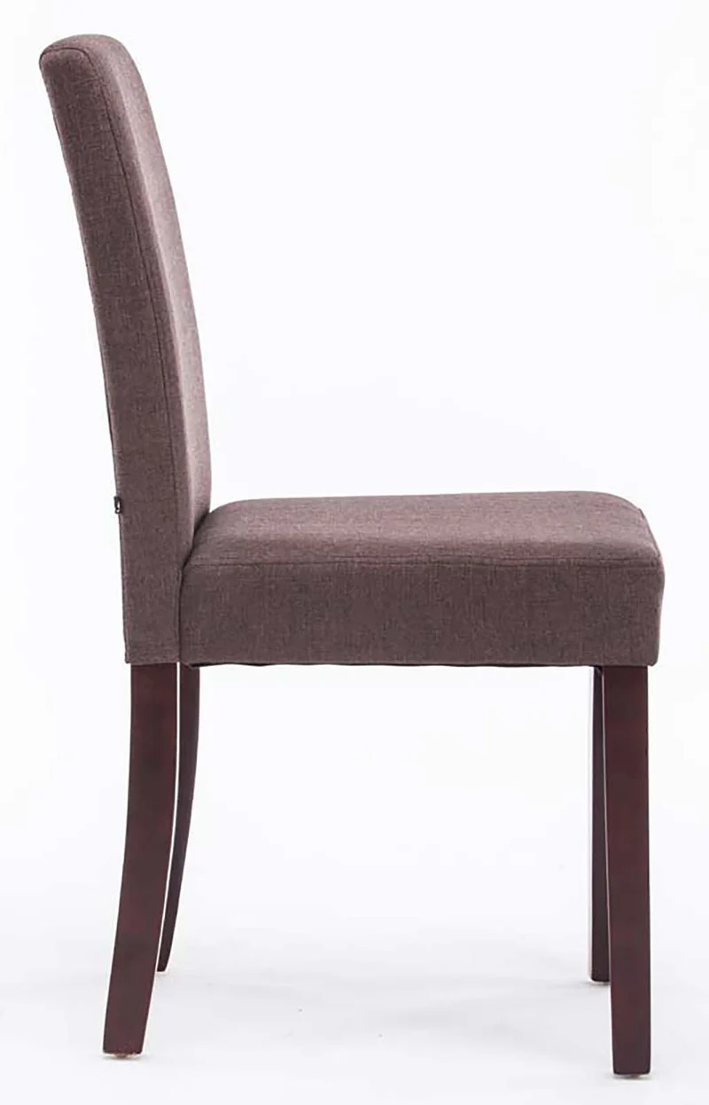 Lot de 2 chaises de salle à manger contemporaine dossier haut en tissu marron et pieds en bois marron foncé 10_0007622