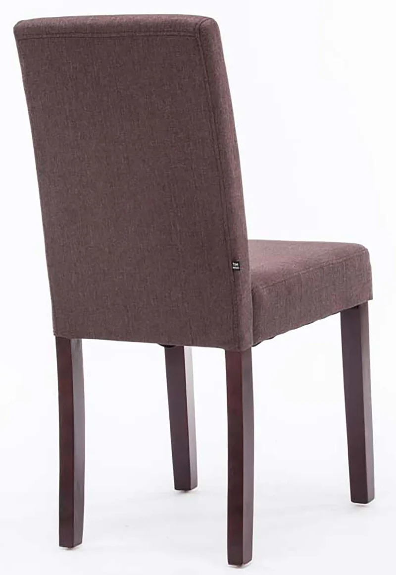 Lot de 2 chaises de salle à manger contemporaine dossier haut en tissu marron et pieds en bois marron foncé 10_0007622