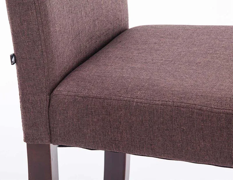 Lot de 2 chaises de salle à manger contemporaine dossier haut en tissu marron et pieds en bois marron foncé 10_0007622