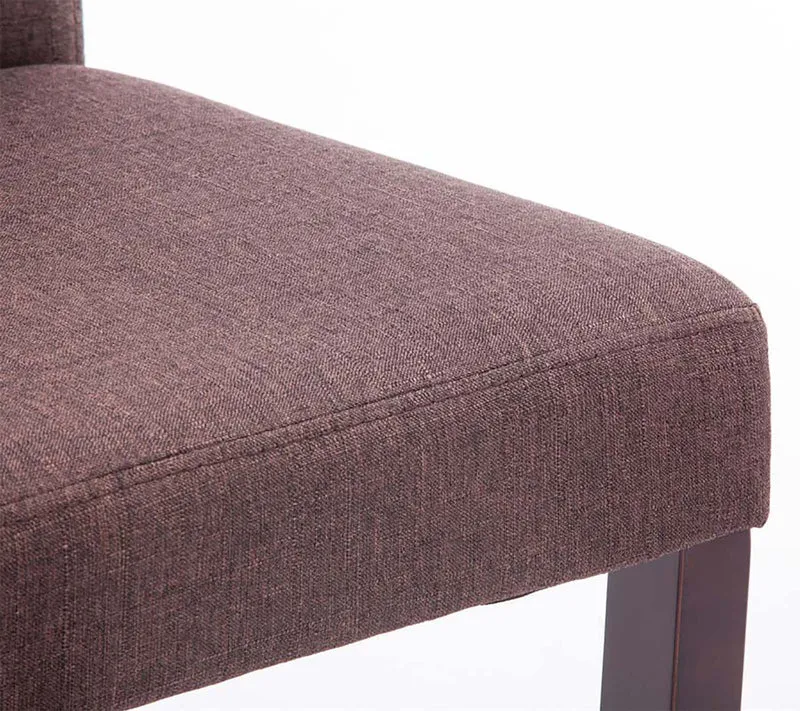 Lot de 2 chaises de salle à manger contemporaine dossier haut en tissu marron et pieds en bois marron foncé 10_0007622