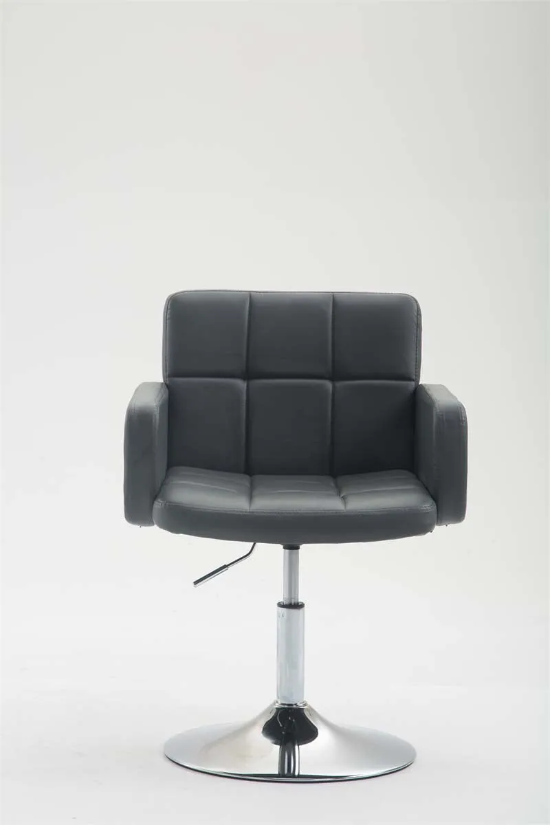 Fauteuil lounge avec accoudoirs rembourrés pivotant à 360° en PVC gris et métal chromé 10_0002802