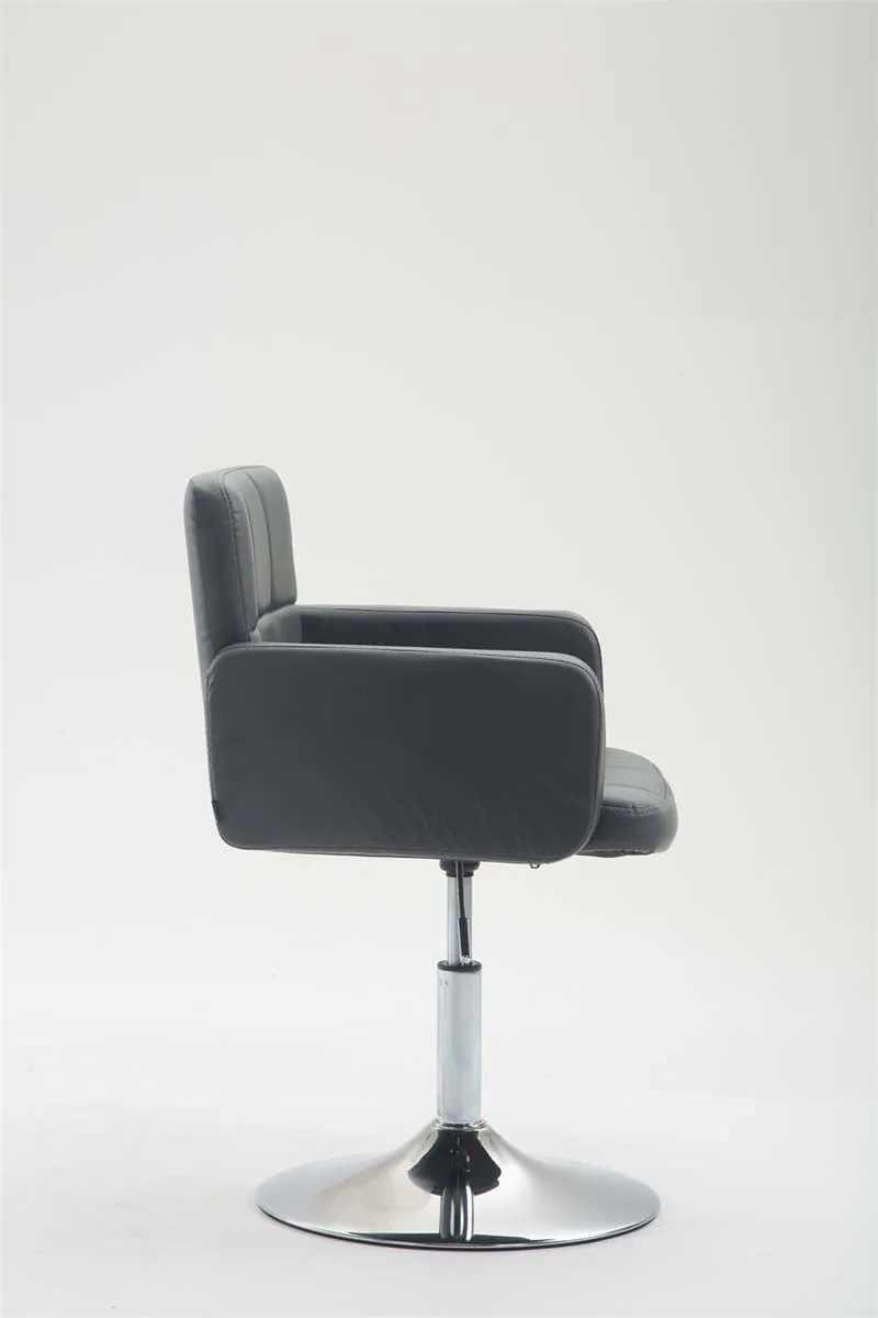 Fauteuil lounge avec accoudoirs rembourrés pivotant à 360° en PVC gris et métal chromé 10_0002802
