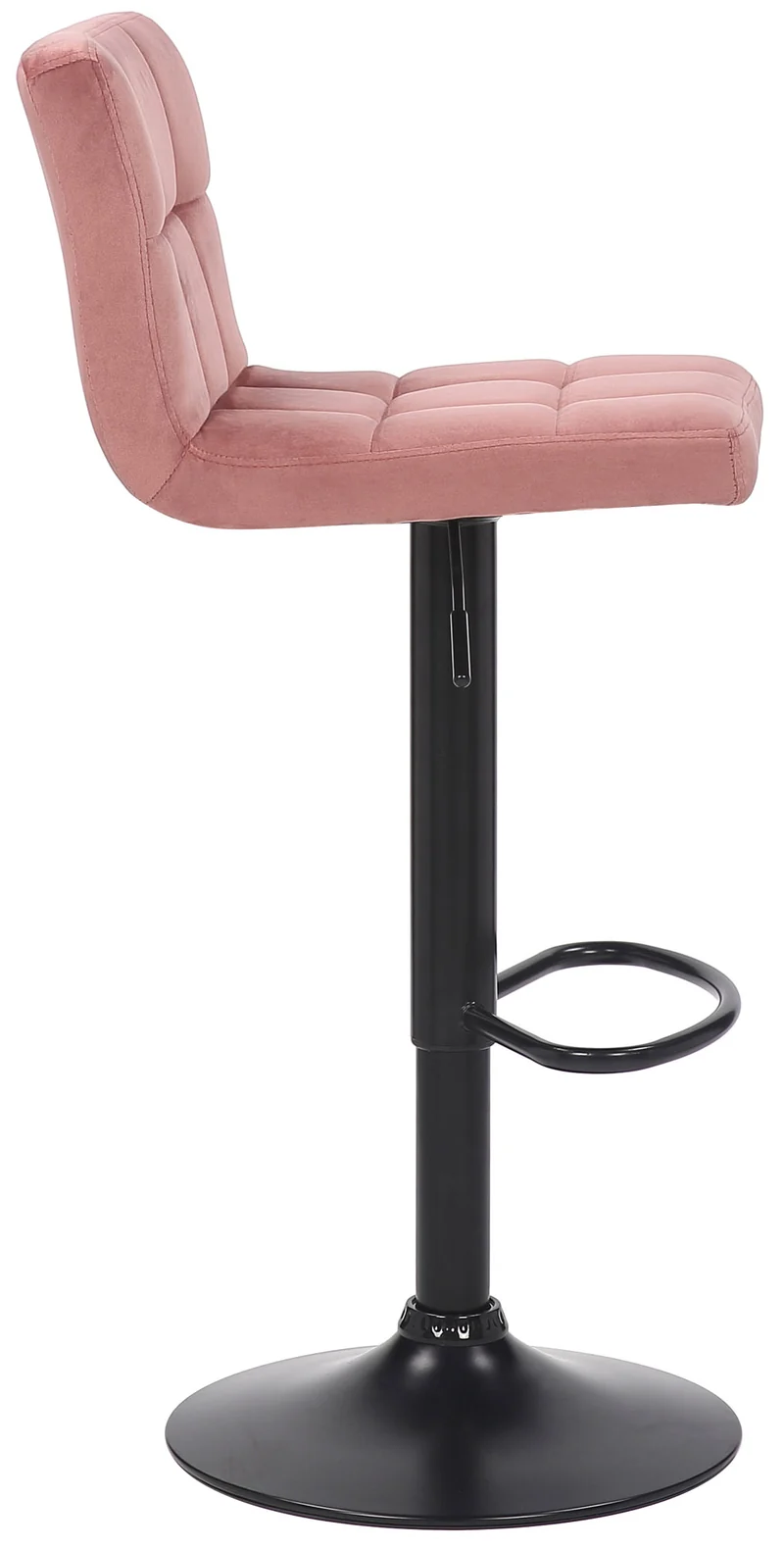 Lot de 2 tabourets de bar en velours rose coutures décoratives piètement métal noir 10_0006070