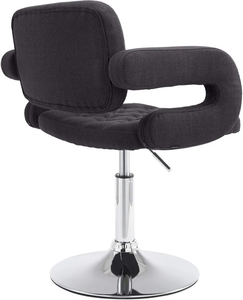 Chaise lounge fauteuil de bureau avec accoudoir capitonné hauteur réglable en tissu noir 10_0002800