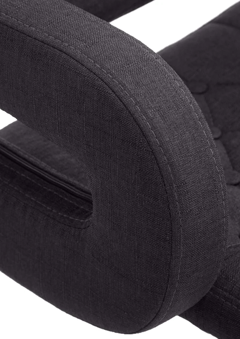 Chaise lounge fauteuil de bureau avec accoudoir capitonné hauteur réglable en tissu noir 10_0002800