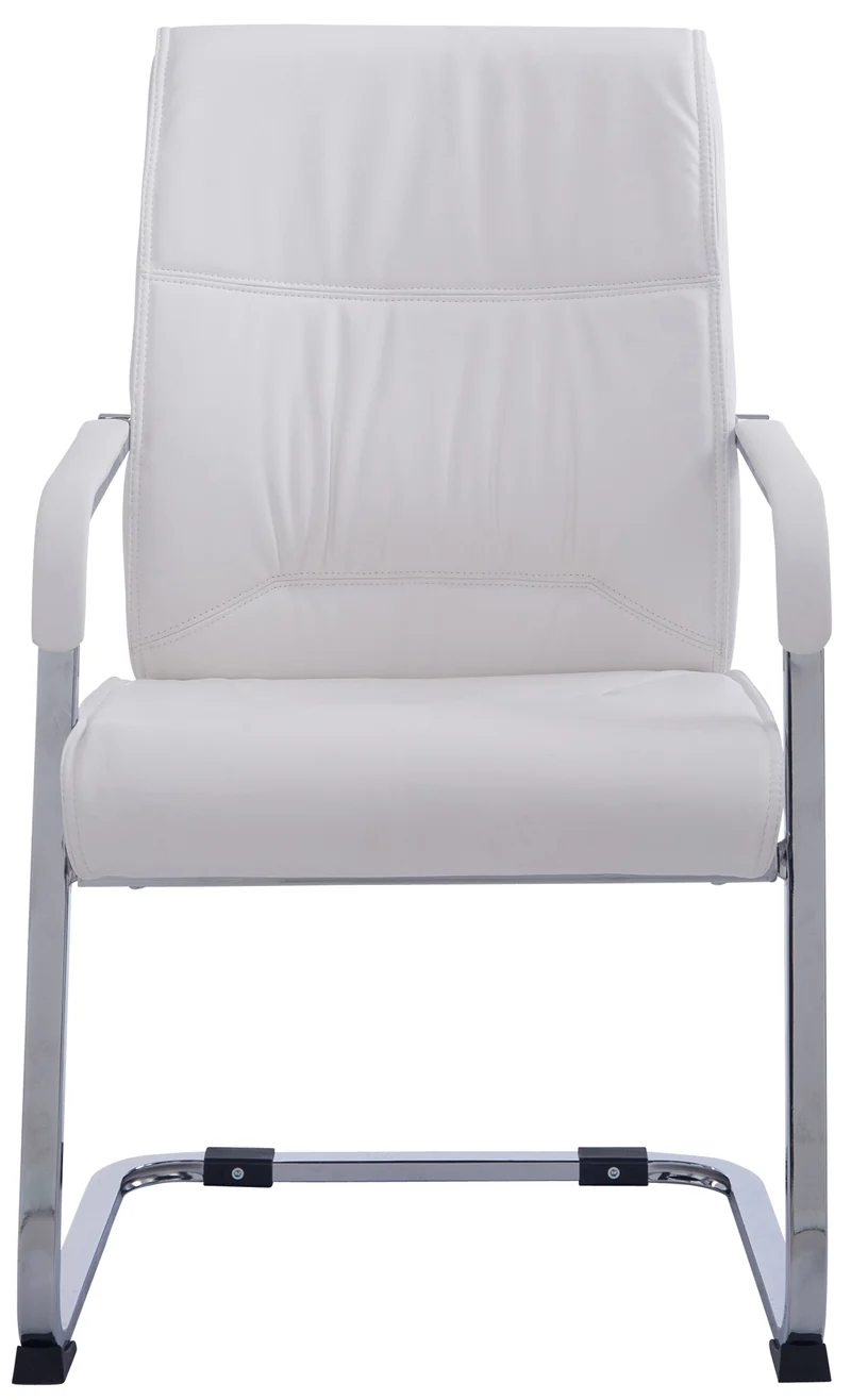 Fauteuil de bureau sans roulettes chaise visiteur sans roulettes jusqu'à 260kg en PVC blanc 10_0002775