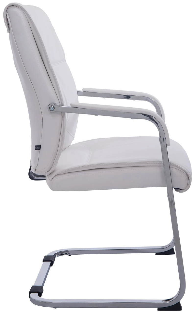 Fauteuil de bureau sans roulettes chaise visiteur sans roulettes jusqu'à 260kg en PVC blanc 10_0002775