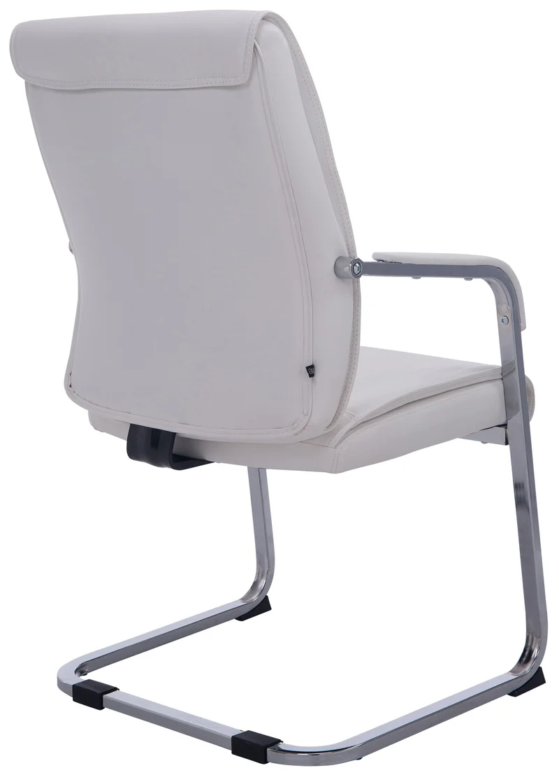 Fauteuil de bureau sans roulettes chaise visiteur sans roulettes jusqu'à 260kg en PVC blanc 10_0002775