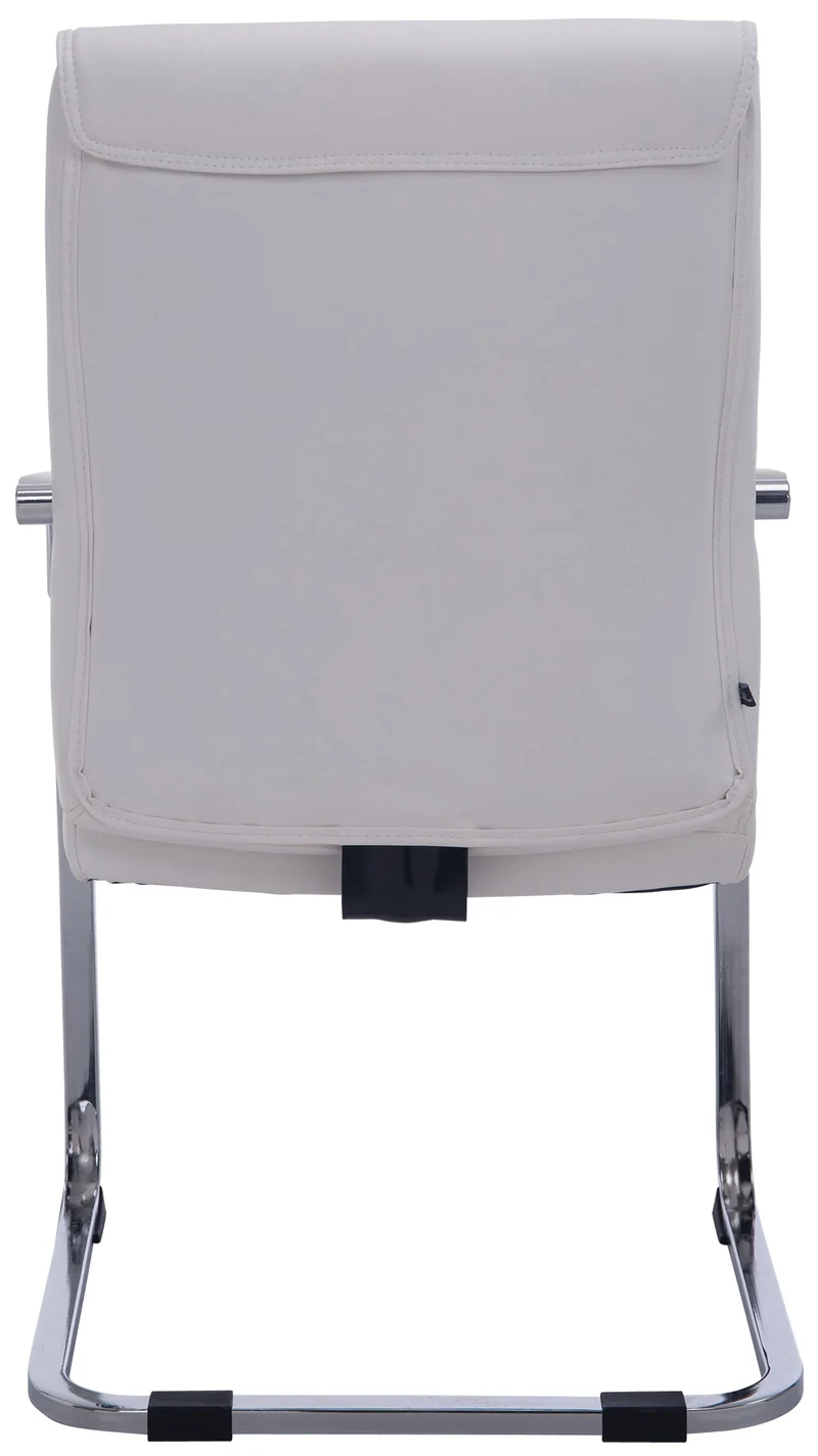 Fauteuil de bureau sans roulettes chaise visiteur sans roulettes jusqu'à 260kg en PVC blanc 10_0002775