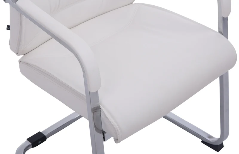 Fauteuil de bureau sans roulettes chaise visiteur sans roulettes jusqu'à 260kg en PVC blanc 10_0002775