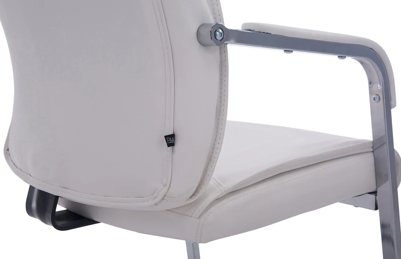 Fauteuil de bureau sans roulettes chaise visiteur sans roulettes jusqu'à 260kg en PVC blanc 10_0002775