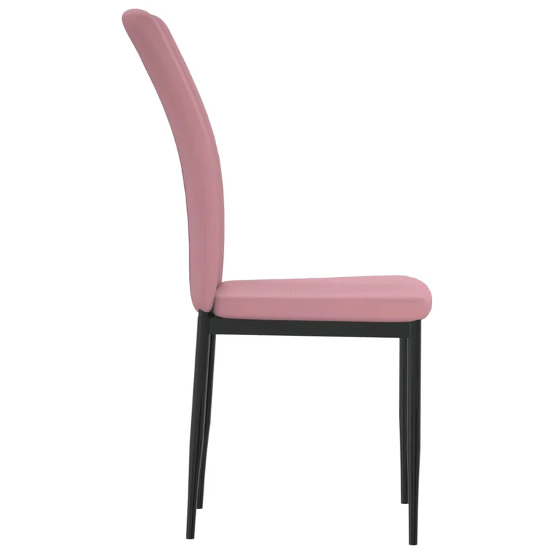 Set de 2 chaises de salle à manger en tissu velours rose couture décorative et cadre en fer noir DEC025581