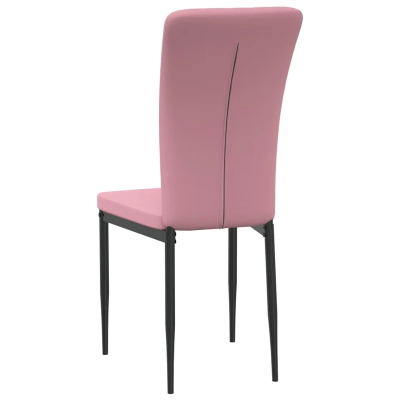Set de 2 chaises de salle à manger en tissu velours rose couture décorative et cadre en fer noir DEC025581