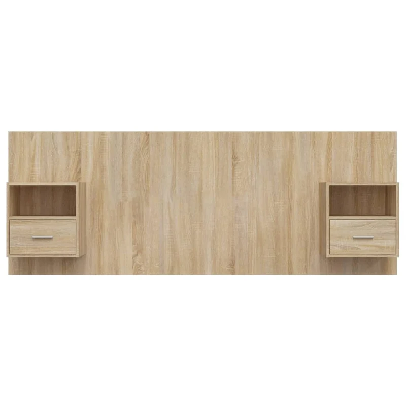 Tête de lit accessoire couchage chambre à coucher meuble avec chevet intégré étagère MDF marron clair TDL0205823