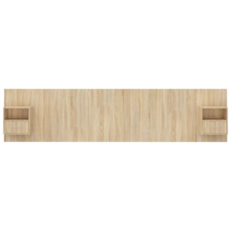 Tête de lit accessoire couchage chambre à coucher meuble avec chevet intégré étagère MDF marron clair TDL0205822