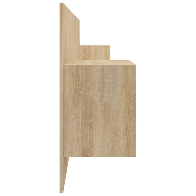 Tête de lit accessoire couchage chambre à coucher meuble avec chevet intégré étagère MDF marron clair TDL0205822