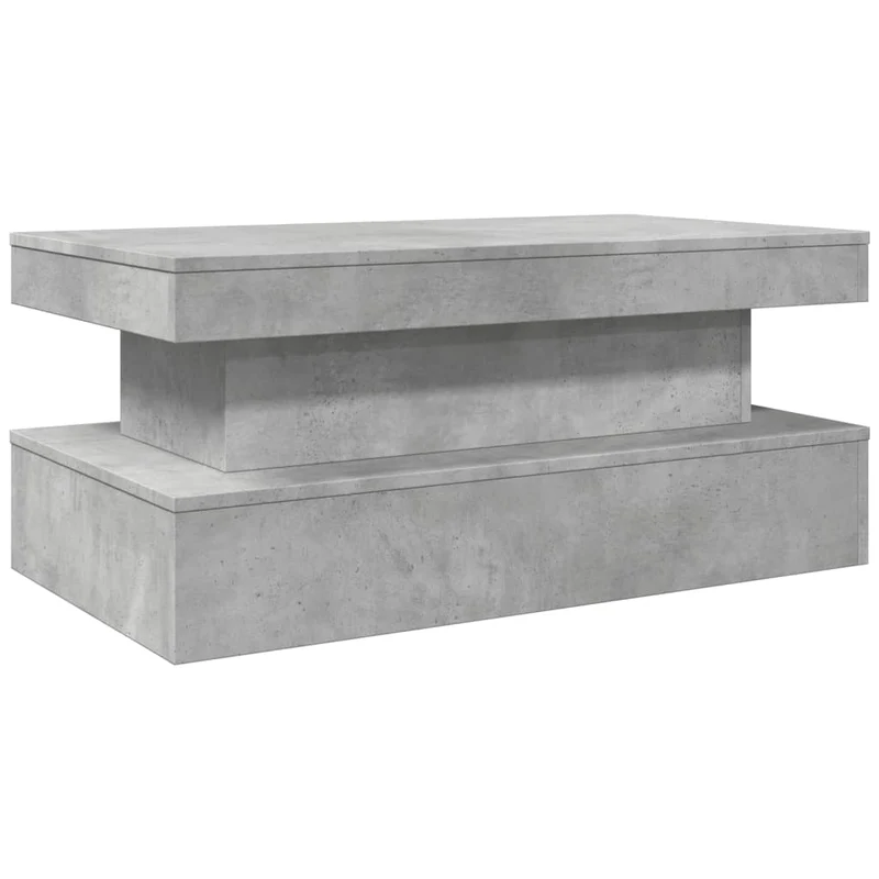 Table basse de salon design moderne avec lumières LED 90 x 50 x 40 cm bois d'ingénierie gris DEC037666