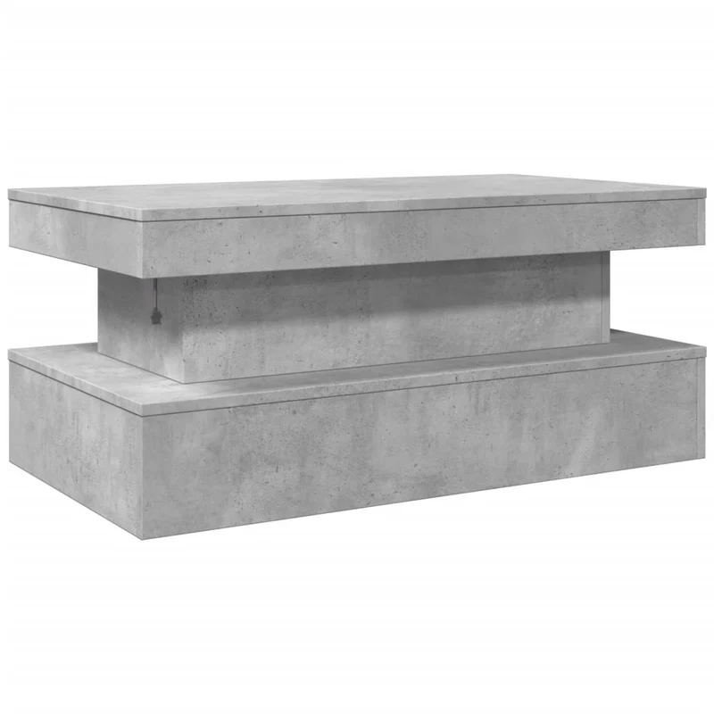 Table basse de salon design moderne avec lumières LED 90 x 50 x 40 cm bois d'ingénierie gris DEC037666
