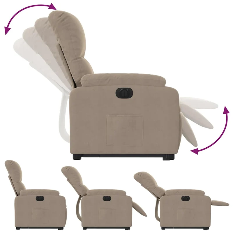 Fauteuil relax TV fonction de levage électrique très confortable en tissu microfibre taupe DEC028589