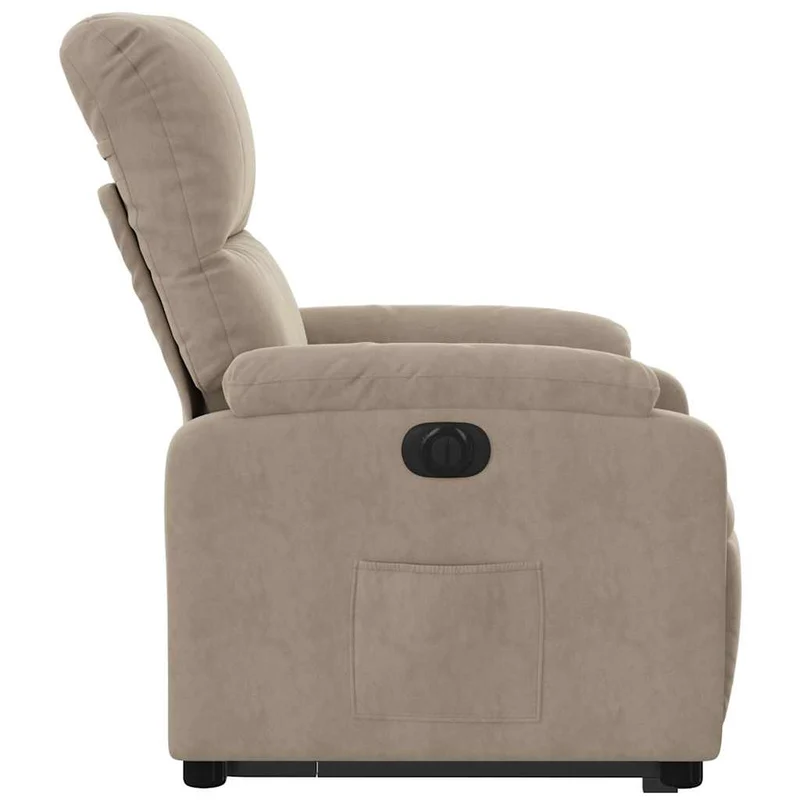 Fauteuil relax TV fonction de levage électrique très confortable en tissu microfibre taupe DEC028589