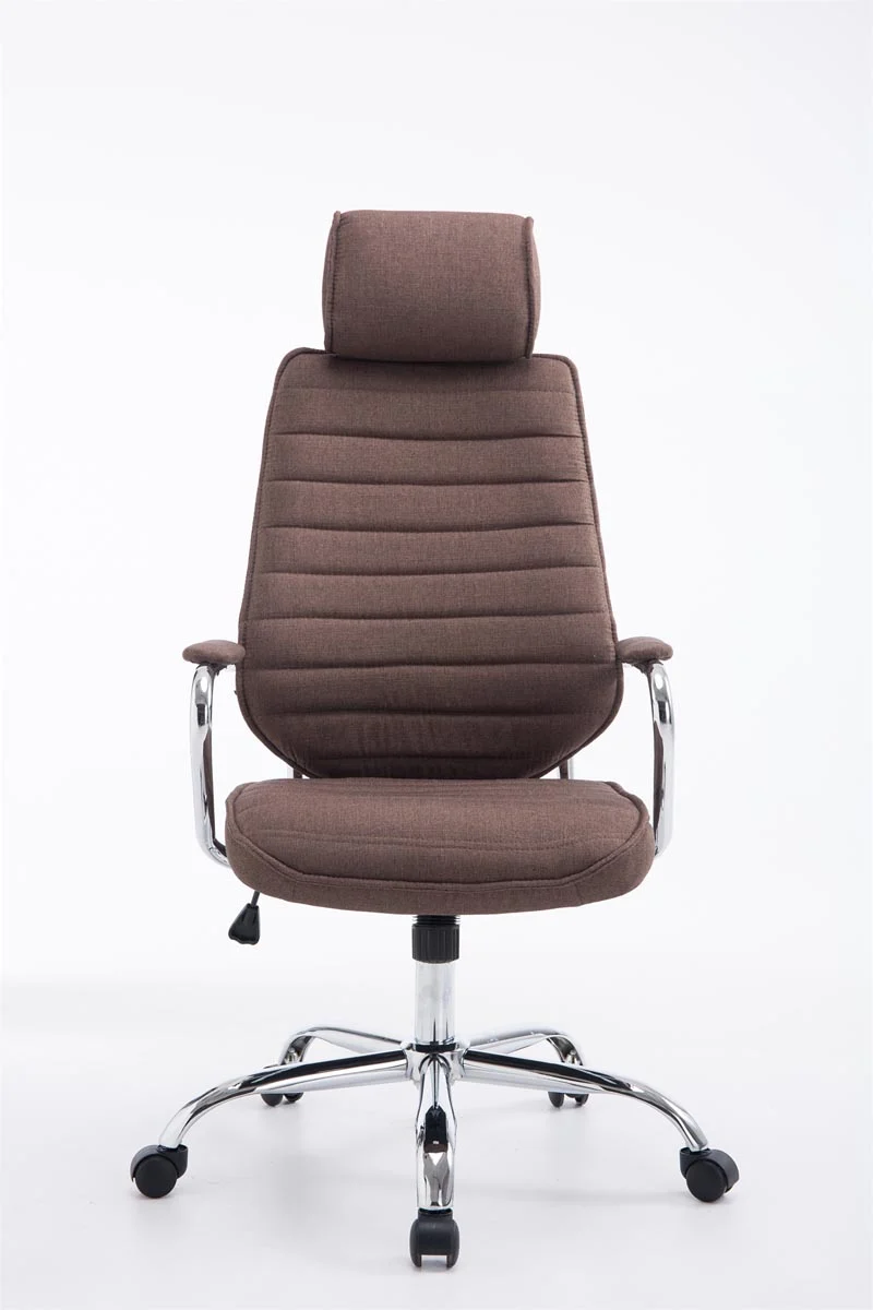 Fauteuil de bureau hauteur réglable pivotant mécanisme de bascule tissu marron et métal chromé 10_0002622