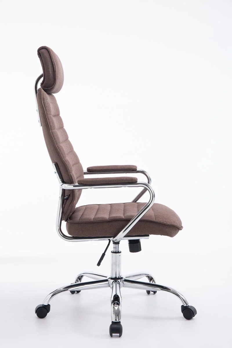 Fauteuil de bureau hauteur réglable pivotant mécanisme de bascule tissu marron et métal chromé 10_0002622