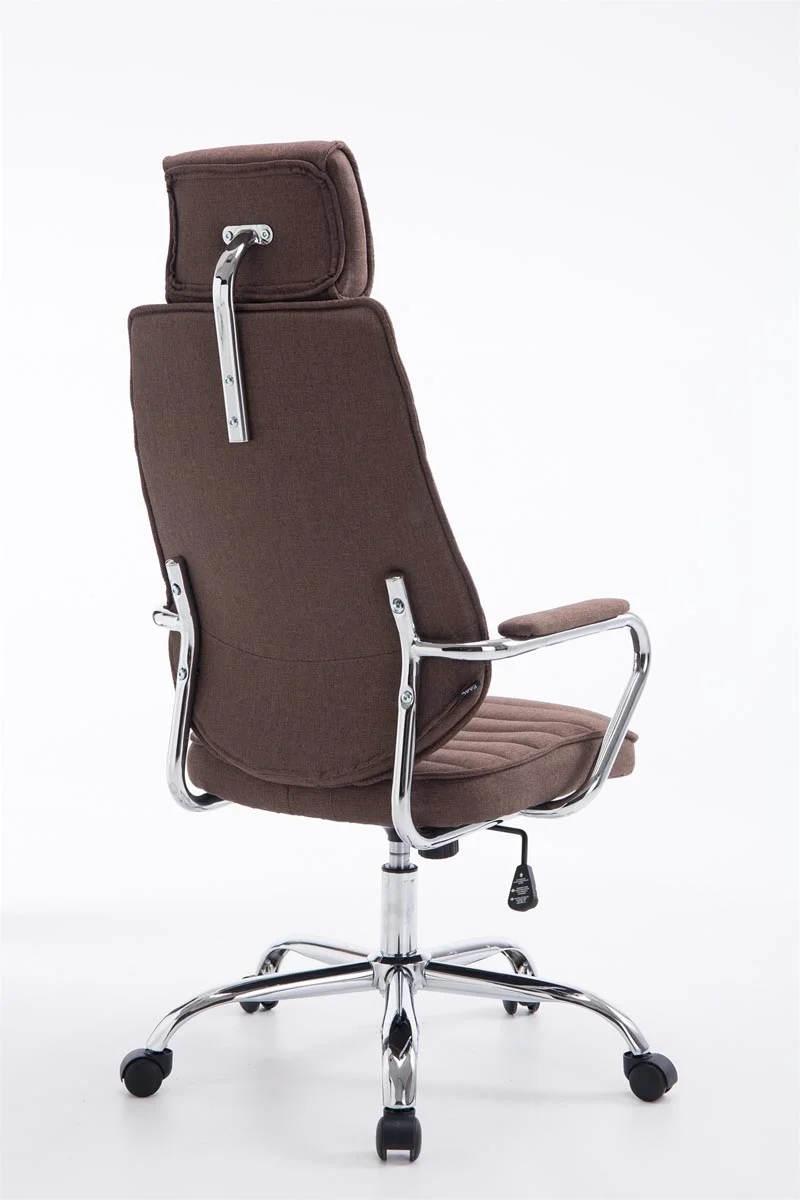 Fauteuil de bureau hauteur réglable pivotant mécanisme de bascule tissu marron et métal chromé 10_0002622