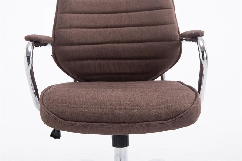 Fauteuil de bureau hauteur réglable pivotant mécanisme de bascule tissu marron et métal chromé 10_0002622