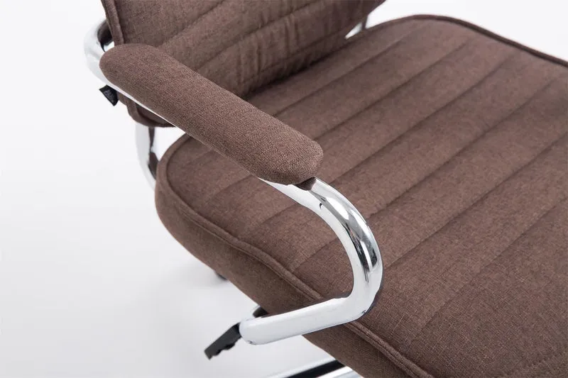 Fauteuil de bureau hauteur réglable pivotant mécanisme de bascule tissu marron et métal chromé 10_0002622