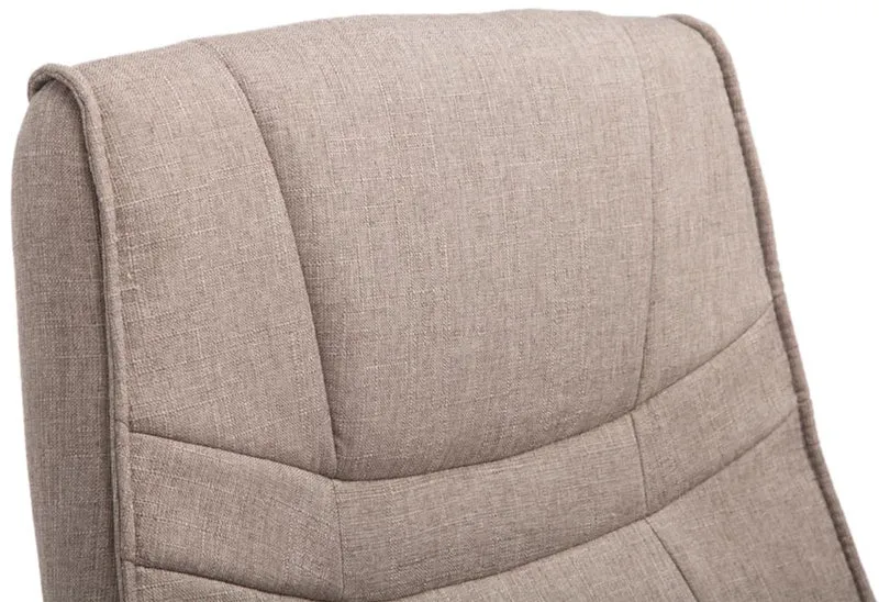 Lot de 2 fauteuils de bureau sans roulettes accoudoirs chaise visiteur charge maximale 180 kg en tissu taupe cadre en métal 10_0008636