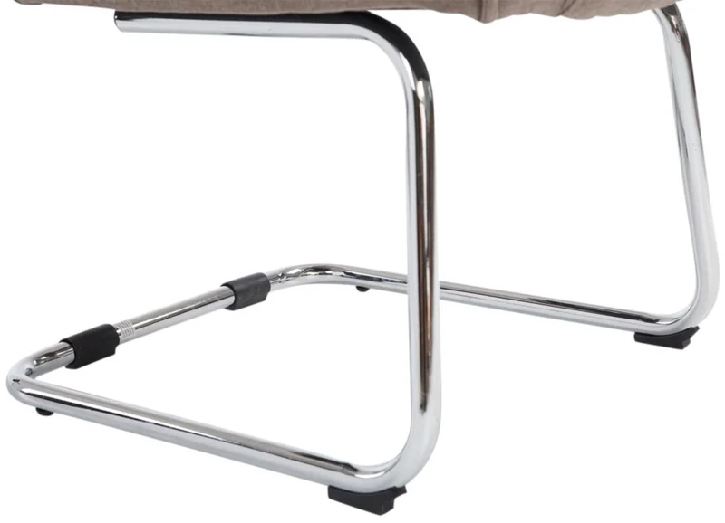 Lot de 2 fauteuils de bureau sans roulettes accoudoirs chaise visiteur charge maximale 180 kg en tissu taupe cadre en métal 10_0008636