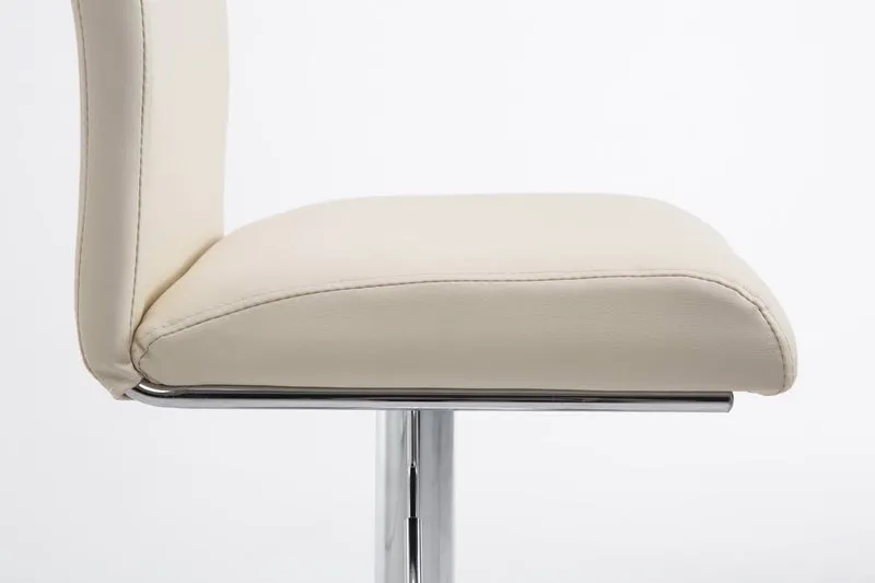 Lot de 2 tabourets de bar avec dossier hauteur réglable en PVC crème cadre en métal chromé 10_0006117