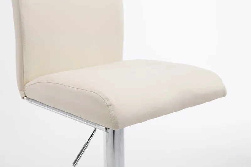 Lot de 2 tabourets de bar avec dossier hauteur réglable en PVC crème cadre en métal chromé 10_0006117