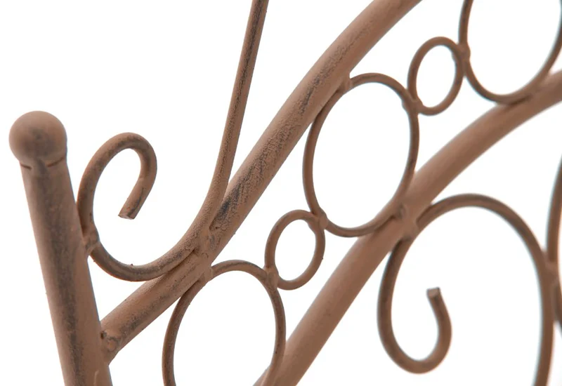 Ensemble meubles de jardin avec 1 table et 2 chaises style rustique en métal marron vieilli 10_0002989