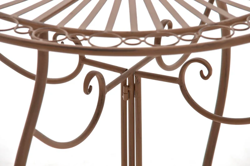 Ensemble meubles de jardin avec 1 table et 2 chaises style rustique en métal marron vieilli 10_0002989