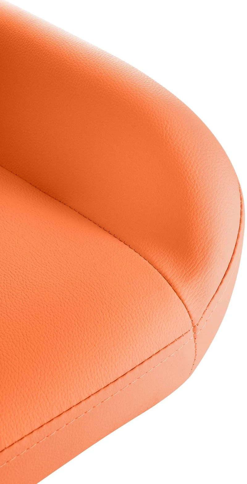 Tabouret de bar x1 en similicuir orange hauteur réglable 63-83 cm pivotant 360° piètement métal doré avec dossier et repose-pieds 10_0006477