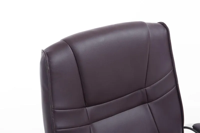 Fauteuil de bureau sans roulettes accoudoirs chaise visiteur charge maximale 180 kg en PVC marron cadre en métal 10_0003248