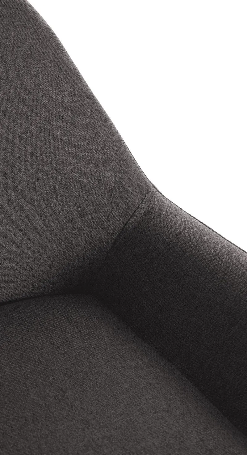 Tabouret de bar x1 avec repose-pieds et dossier bas desig moderne assise en tissu gris foncé cadre métal doré 10_0006148