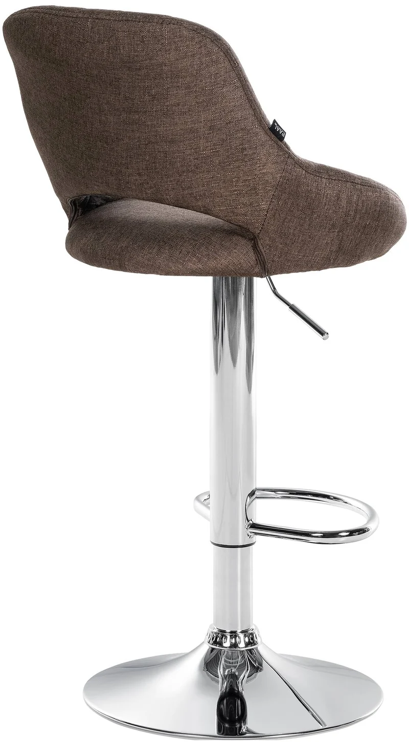 Lot de 2 tabourets de bar avec repose-pieds pivotant et réglable en tissu marron et métal TDB10810