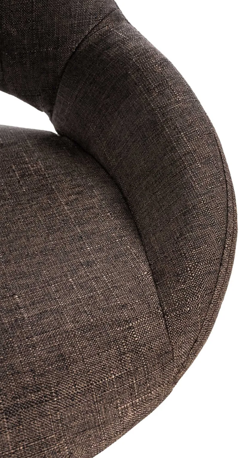 Lot de 2 tabourets de bar avec repose-pieds pivotant et réglable en tissu marron et métal TDB10810
