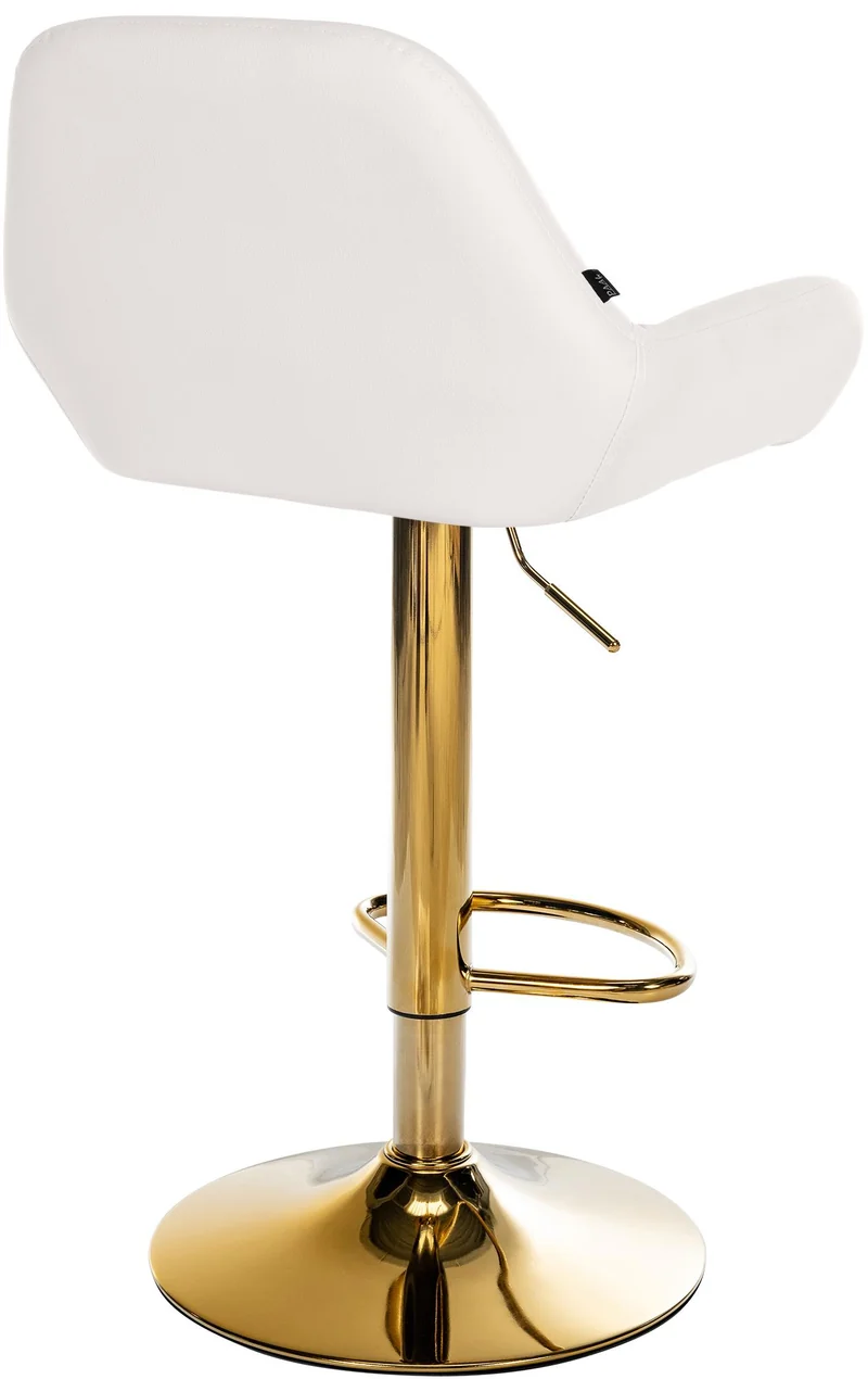Lot de 2 tabourets de bar repose-pieds en forme d'arc en métal doré assise en PVC blanc TDB10800