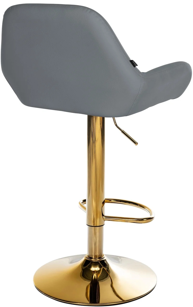 Lot de 2 tabourets de bar repose-pieds en forme d'arc en métal doré assise en PVC gris TDB10798