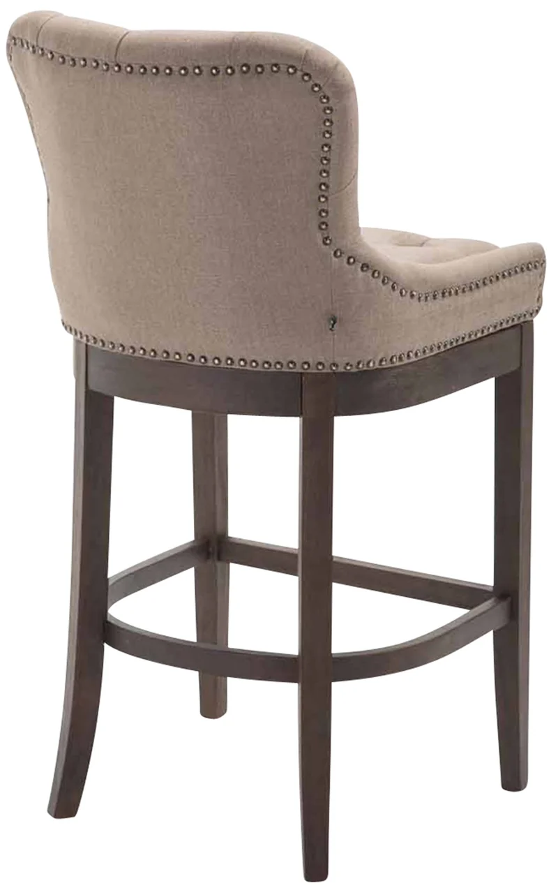 Tabouret de bar x1 assise en tissu taupe rembourré et piètement bois H 109 cm 10_0005061