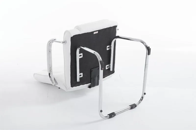 Fauteuil de bureau sans roulettes accoudoirs chaise visiteur charge maximale 180 kg en PVC blanc cadre en métal 10_0003249