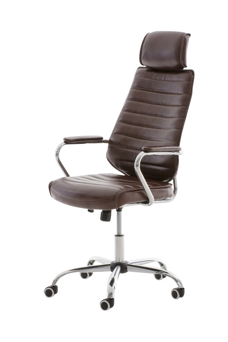 Fauteuil de bureau hauteur réglable pivotant mécanisme de bascule PVC bordeaux et métal chromé 10_0002631