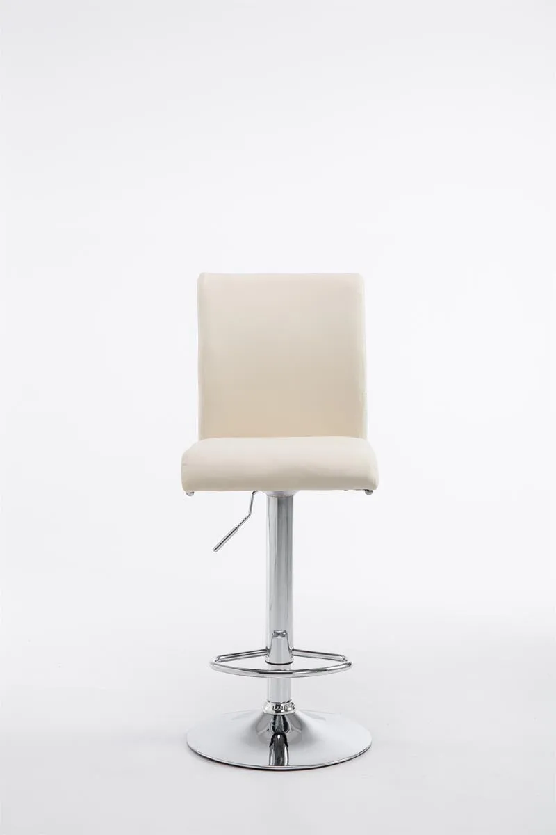 Tabouret de bar chaise haute avec repose-pieds forme trompette design moderne en synthétique crème 10_0000006