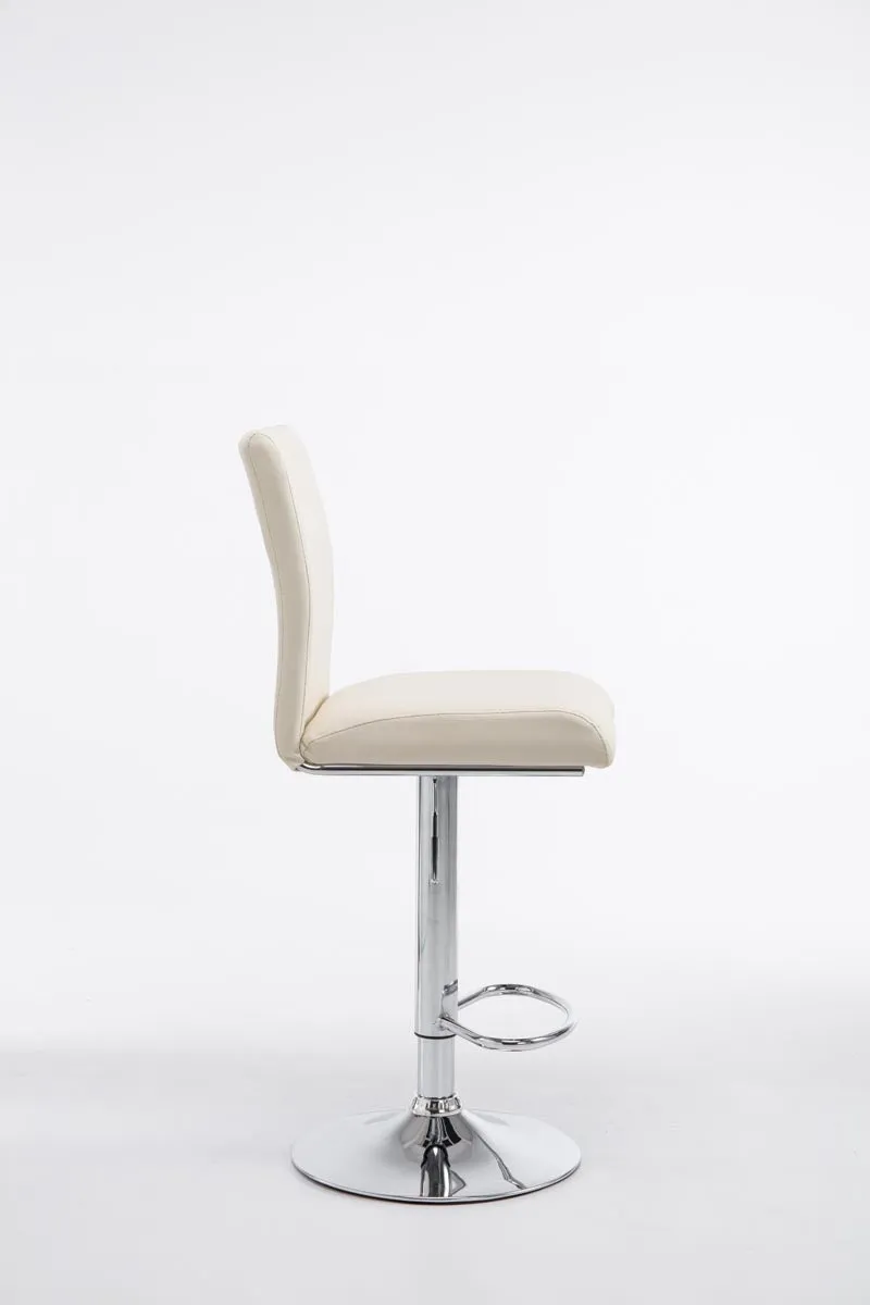 Tabouret de bar chaise haute avec repose-pieds forme trompette design moderne en synthétique crème 10_0000006